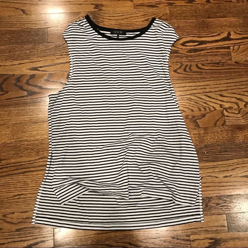 New ENERGIE Black White Striped Tank Top Shirt L